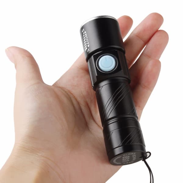 Alumiiniseos Mini USB Taskulamppu (Kulta), Voimakas Valo LED Taskulamppu, Ladattava