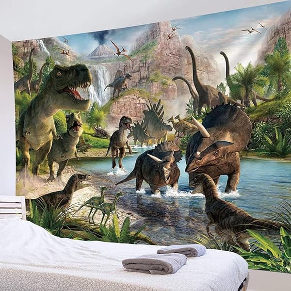Dinosaur Grupp Rum Dekorativ Väggbonad – 200 x 150 cm bred