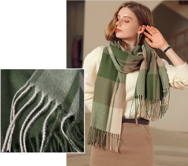 Ullscarf damscarf mjuk och gosig rutig vinterscarf poncho kvalitet