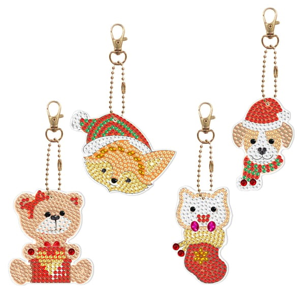 ##/4-pack diamantmålade nyckelringar jul##/