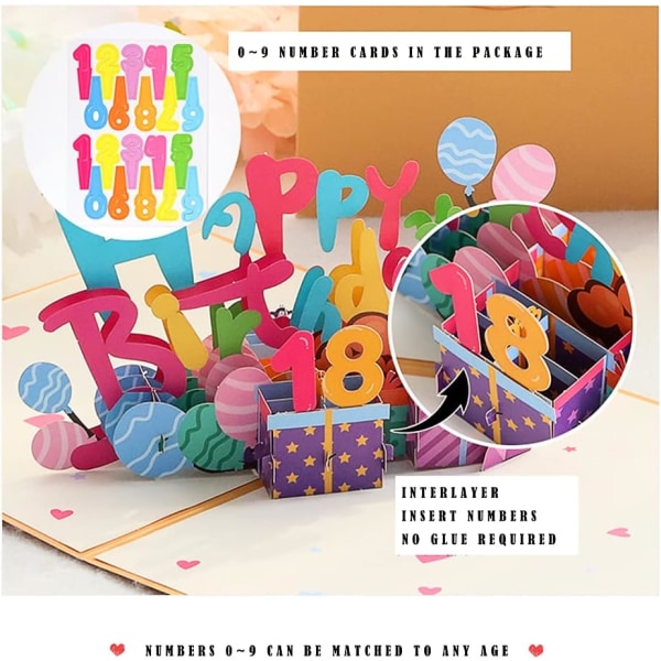 Födelsedagskort Present, 3D Pop Up Gratulationskort, DIY Kan Bytas Ut