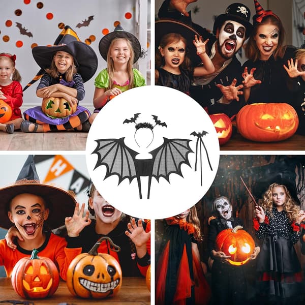 Halloween Kostyme - Svart Flaggermus, Halloween Vingesett for Barn med Hode