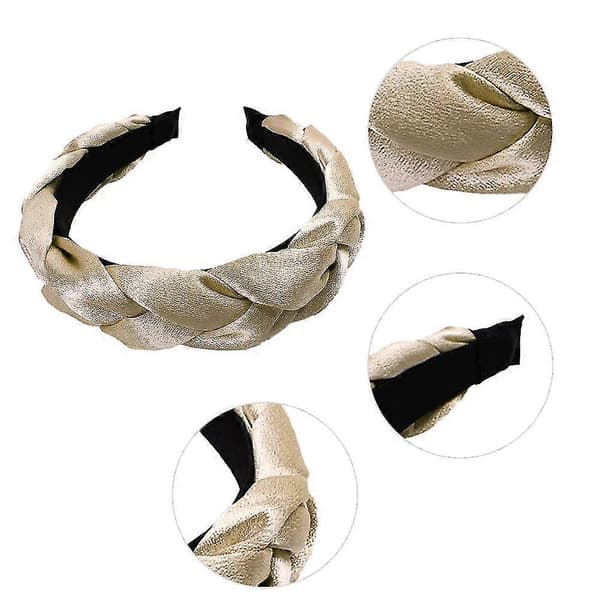 Hårband för kvinnor Sammet Flätade Hårband Mode Hårband Kors Hårtillbehör champagne