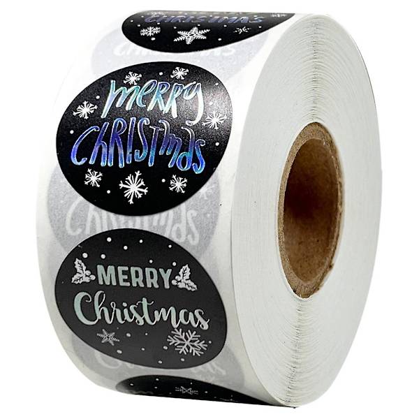 Glædelig Jul Stickers Segl Etiketter Guld Sølv 1 Tomme Runde Stickers Til Håndlavet Sticker Kort Æske Pakke Etiketter QY1639-100stk