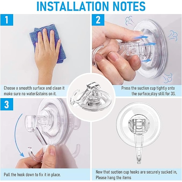 ##/Sugkopps-krokar, 4-pack, Transparenta Sugkopps-Duschkrokar Vatten##/