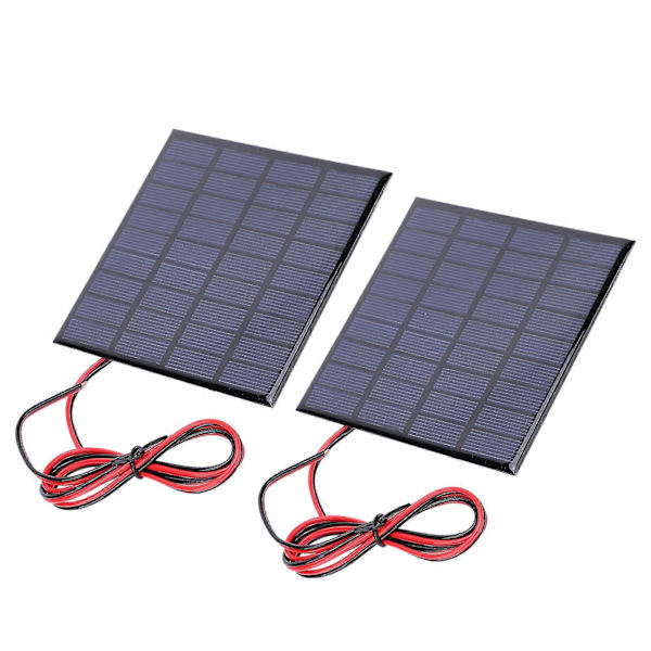 2 st DC9V 2W Epoxi Solpaneler Polysilikon Batterileksaker Laddarmodul med 100cm Kabel