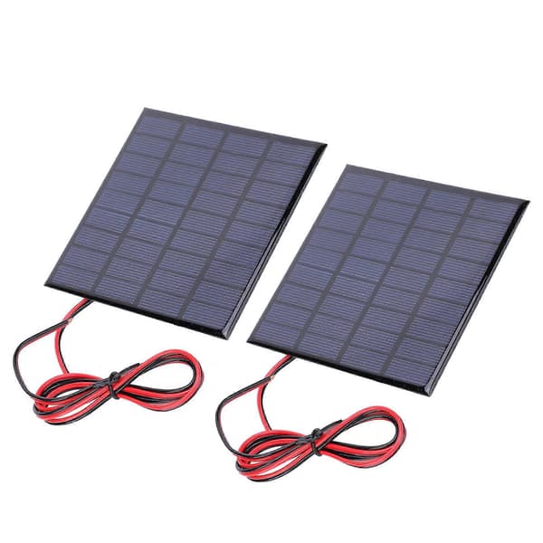 2 stk. DC9V 2W Epoksy Solcellepaneler Polysilisium Batterileker Lader Modul med 100 cm Kabel