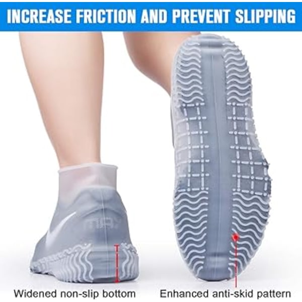 （2st） Vattentäta skoöverdrag i silikon, återanvändbar uppgraderad oversho