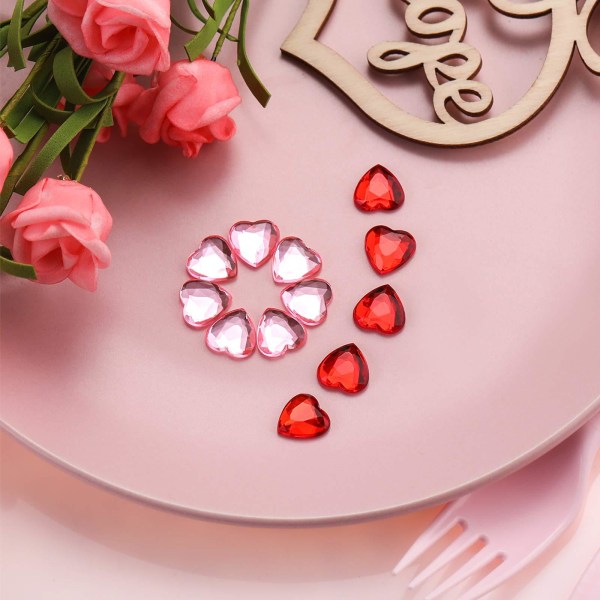 400 stykker Akryl rødt hjerte til Valentinsdag, Bryllupshjerte