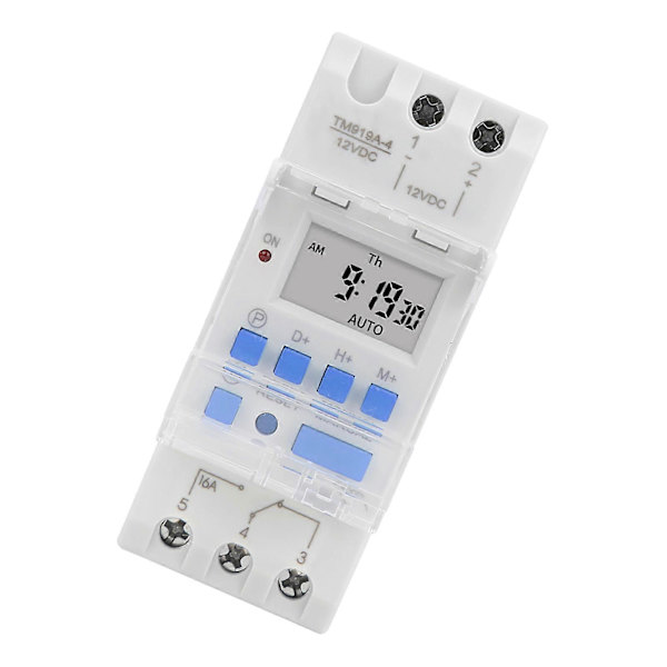 Veckotimer 12V DC 16A LCD-display med nedräkningsfunktion och utbytbart batteri