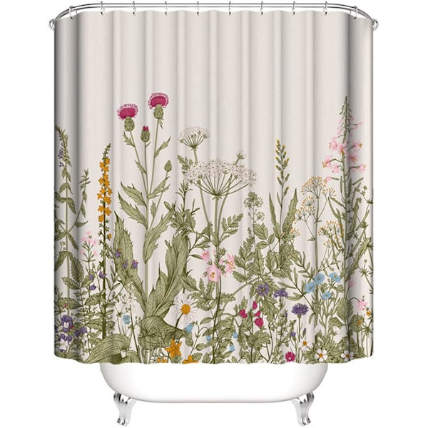 Blommig duschdraperi (120 * 180cm) vattentät och mögelresistent