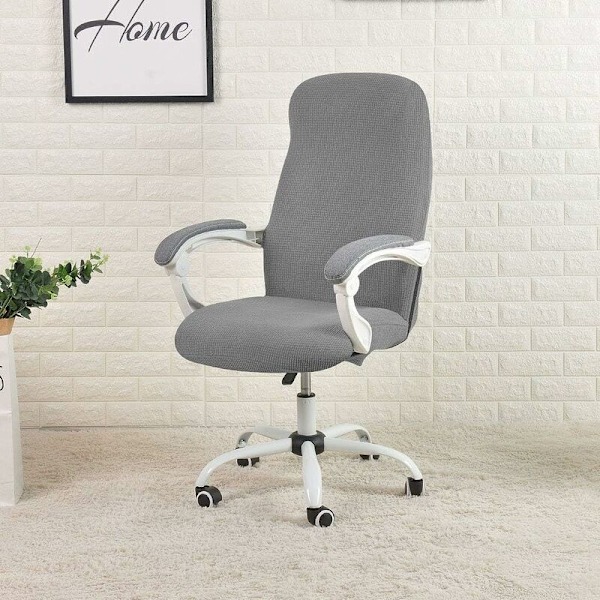 ##/Kontorstoltrekk M-Blå Vanntett Grå Stretch Jacquard Comput##/