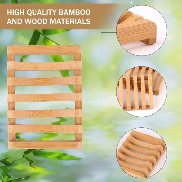 Naturlig bambus træ sæbeholder sæbeboks, til køkken badeværelse