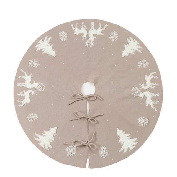 Beige, 122 cm, juletræstæppe, træfod, elg-juledekoration