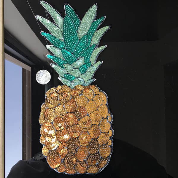 1 Pack Stora Ananas Strykjärnslappar, Fruktpaljetter Broderade
