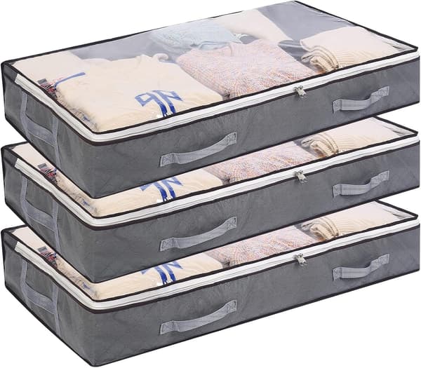 3 stk Underbed Oppbevaringsposer Foldbar Klespose Stor Kapasitet