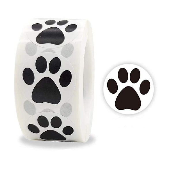 🐾 Pennun Jäljet Eläintarrat 1000kpl 1'' Tarrat, 2 Rullaa, Koiran Pennun Jäljet Lapsille, Juhliin 🐾