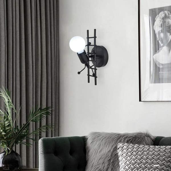 Vegglampe Innendørs Liten Jernfigur, Moderne Industriell Vegglampe