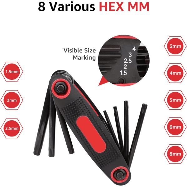 Basics Vikbara Insexnyckelset - 3-pack, Metriskt/SAE/Stjärna