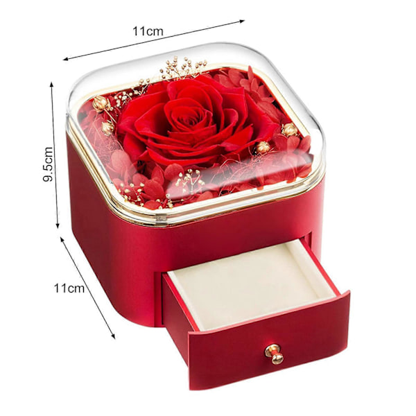 Evig Rose Og Hjerte Halskæde Gaveæske Realistisk Hjerteformet Faux Perle Halskæde Blomstergaver til Kvinder Mor Hustru A