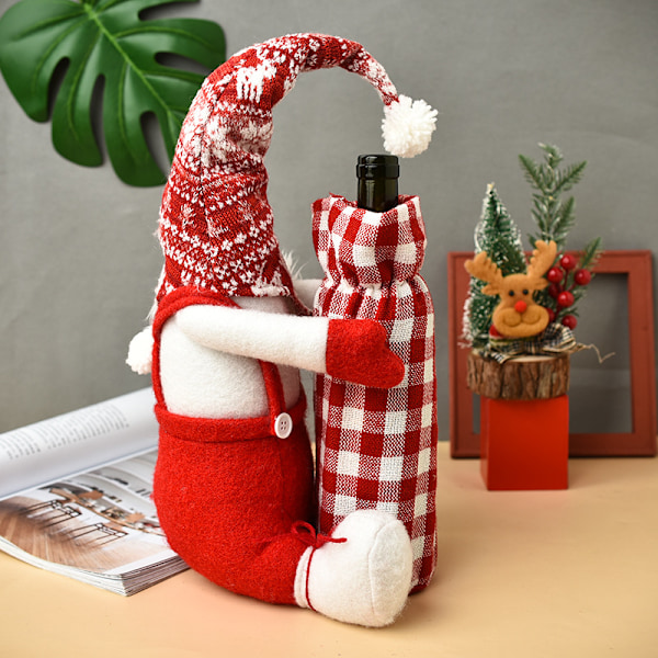 ##/Jule-Nisse Vin-Flaskehetter 2 Stykker, Vin-Flaskepose Bomull##/