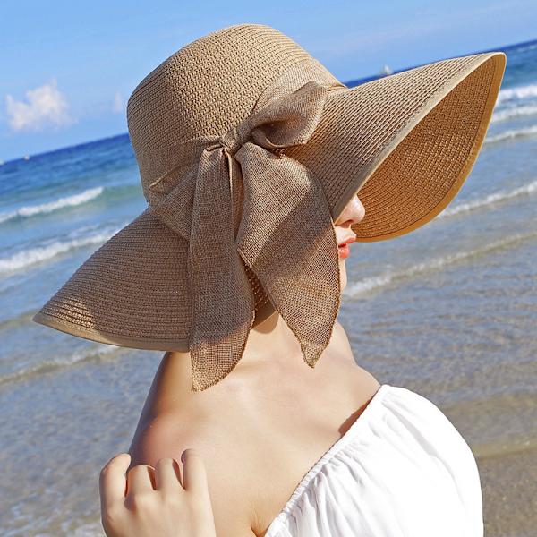 Damer Floppy Hat Halmhat Bredbremmet Solhat Åndbar Foldbar