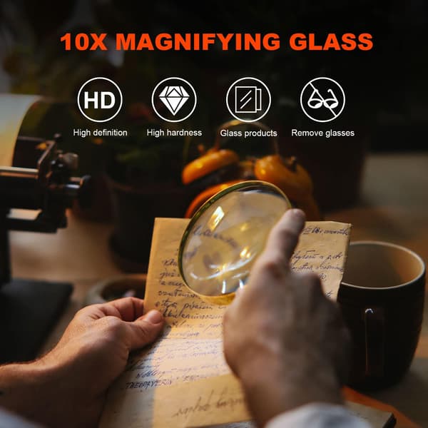 2 stk. Læseforstørrelsesglas 10X 80mm Forstørrelsesglas og Skårsikker Spejl