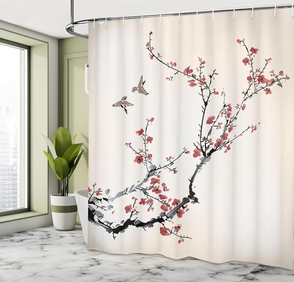 Nature Dusjforheng, Kunst Stil Fugler, Stoff Bad Dekor Se