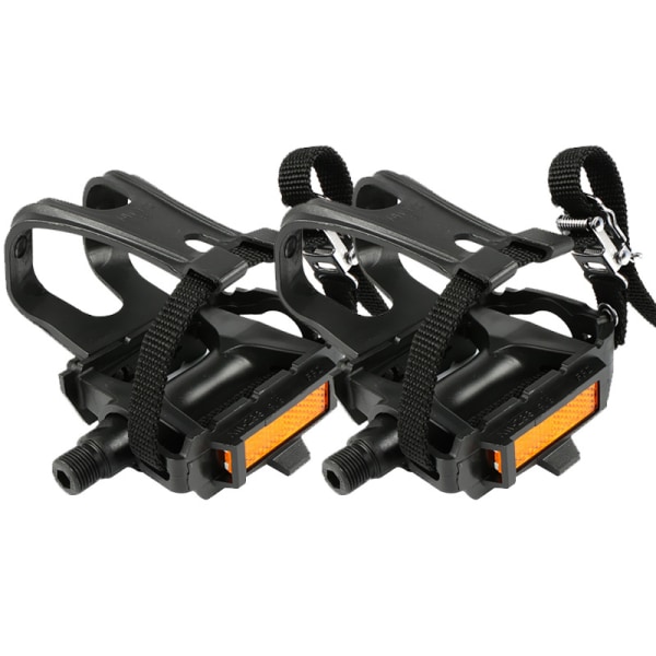 Sykkelpedaler med klips og stropper, plast sykkel