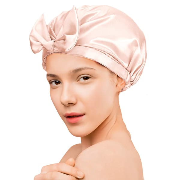 ##/(Rosa) Extra Stor Duschmössa med Rosett, Dubbellager, Återanvändbar, Silkesatin för Kvinnor##/