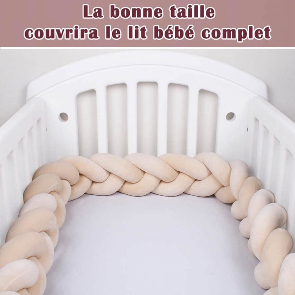 Braid Crib Bumper, 2 tråder 11-12 cm Bredde Braid Pute, Baby Gi