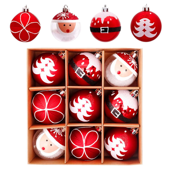 Julkuleset, 6cm, 9st Julekulor med Tomte