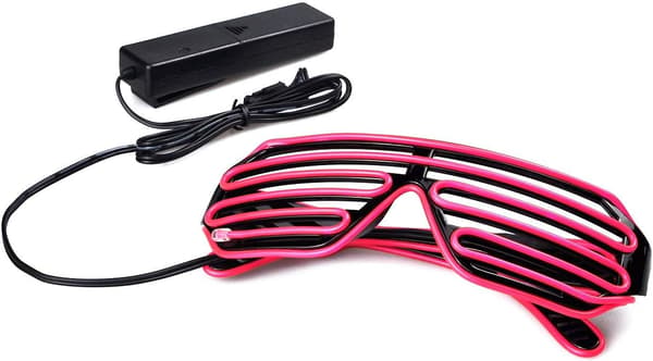 (Pink) Neon Rave Briller El Wire Blinkende LED Solbriller Lys Op
