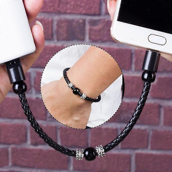 Flätat armband i konstläder Micro USB Type-C Laddningskabel Data Synk Sladd Micro USB