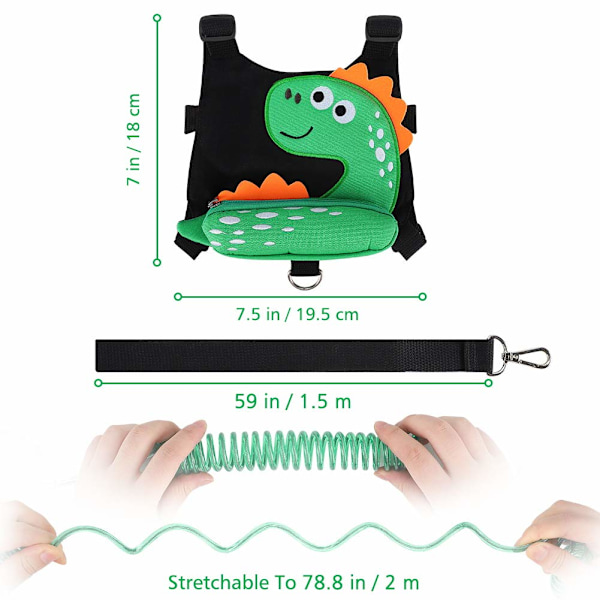 (Svart) 3 i 1 Toddler Sele + Baby Anti-Lost Handledskopa