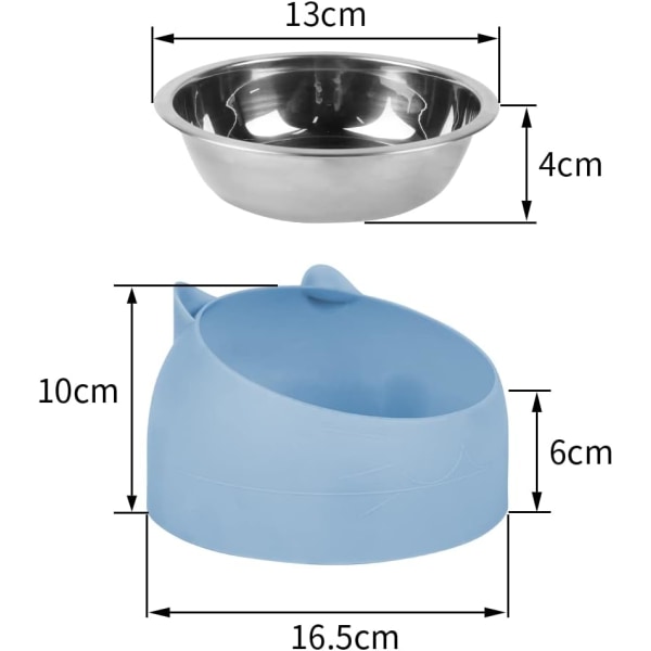 Blå kattskålar, 200 ML husdjursskål i rostfritt stål, anti-kräknings katt