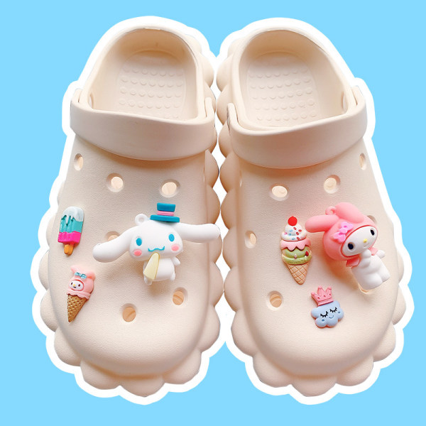 6 Stykker 3D Klog-Sandaler Pynt, Sko Charms, Søde Sko Pynt