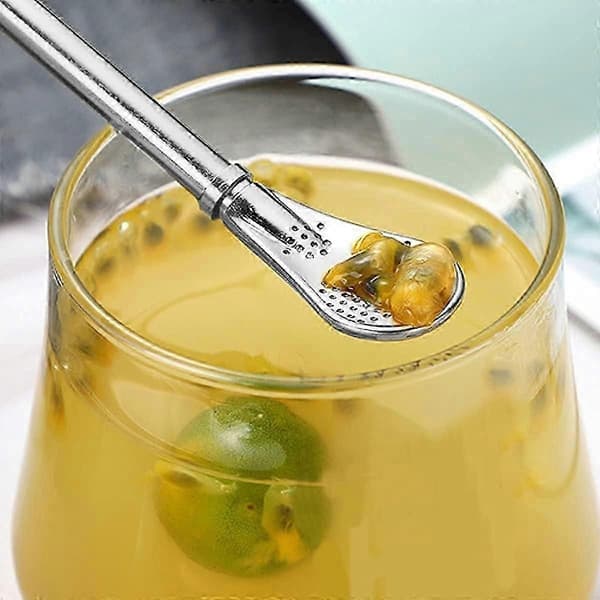 6 Mojito sugerør i rustfrit stål sæt teske cocktail ske genanvendelig kaffemixer
