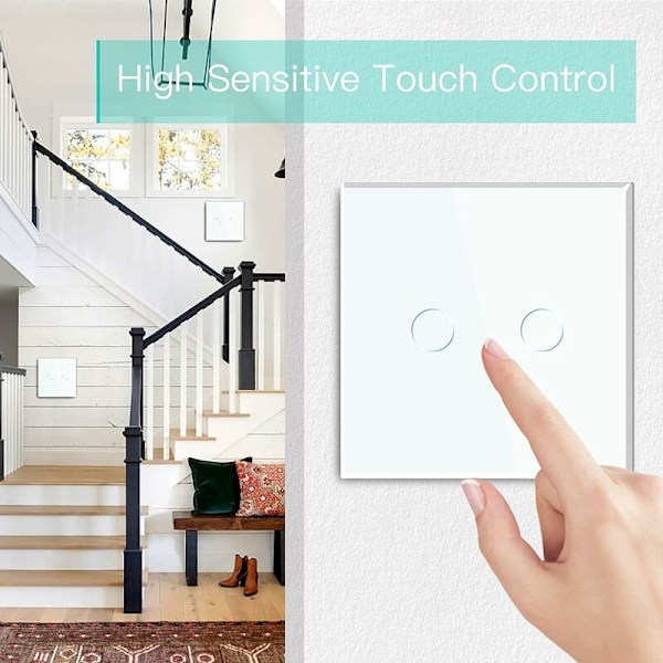##/Tvåvägs Touch-brytare, Vit 2-gäng 2-vägs Ljussbrytare med LED-indikator##/