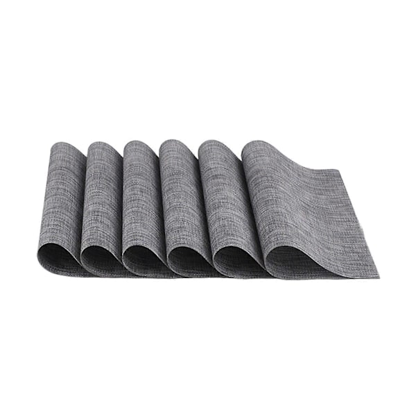 6-pack Placemats Set PVC Vävda Halkfria Bordstabletter Tvättbara Värmebeständiga Inomhus Utomhus Bordstabletter för Restaurangbord 30x45cm J