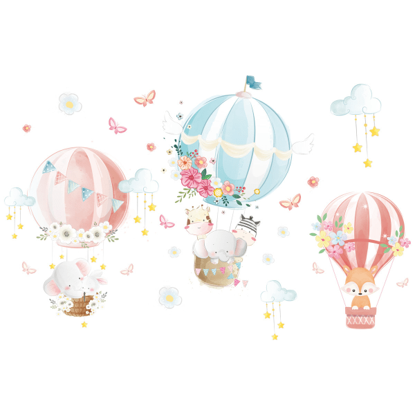 Varmtluftballon Dyr Vægsticker til Børneværelset