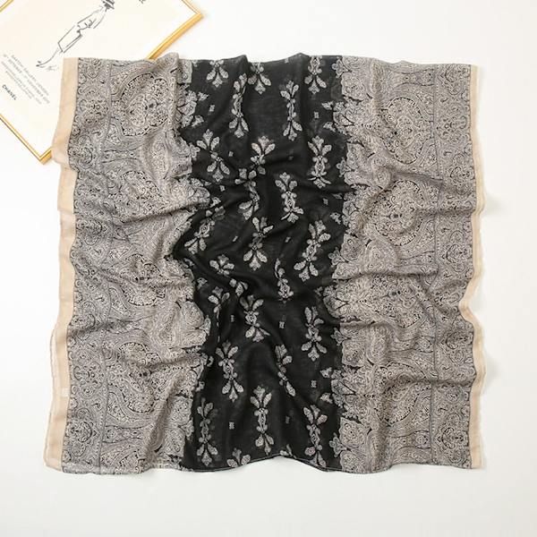 Bomulds-hør tørklæde med cashew print
