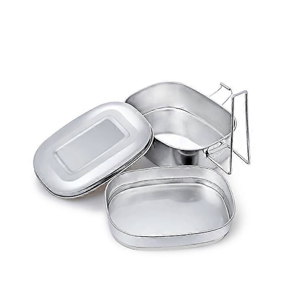 Dobbel Lag Bento Matboks Student Rustfritt Stål Matbeholder Extra Large
