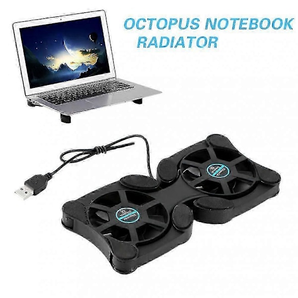 Vikbar USB Kylfläkt CPU-kylare Mini Octopus Notebook Kylplatta Tyst Ställ Dubbla Fläktar