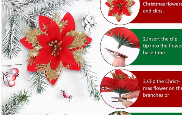 ##/Julgran Blomdekoration 6 st Glitterjulblommor##/
