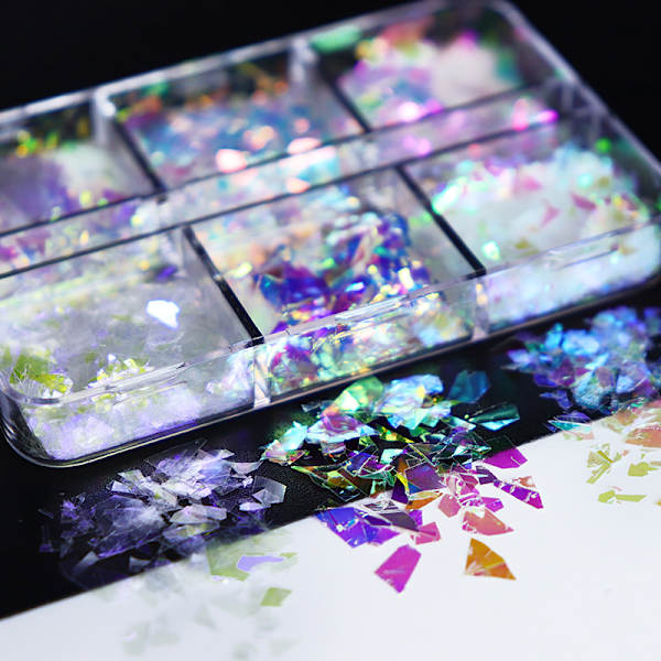 /#/Set med 2 sjöjungfru nagel glitter rutnät nagelkonst dekoration nagelkonst design manikyr/#/