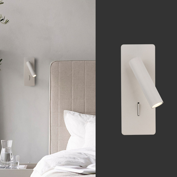 Hvit LED vegglampe til nattbord
