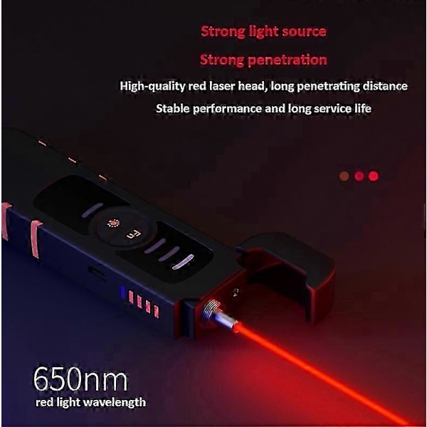 5 km optisk kabeltester, genopladelig laserkilde, pennetype, visuel fejlfinder