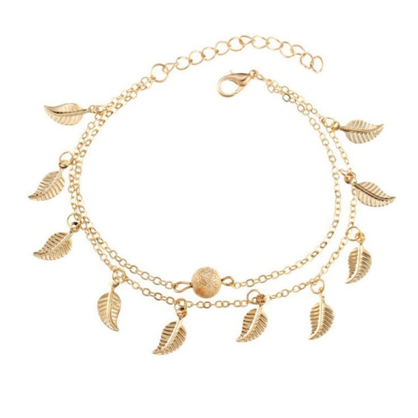 2 st (Guld+Silver) Anklet Pärlor Anklet Armband Pärlor Kedja Fot