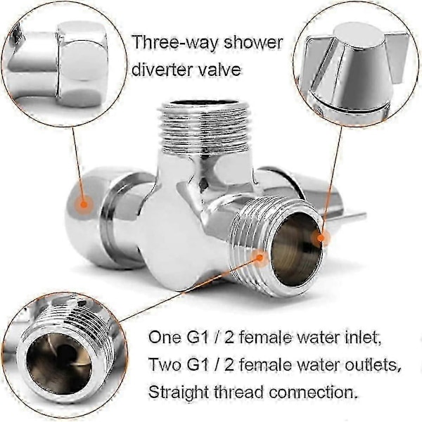 3-veis dusjventil G1/2i, 3-veis ventilbryter for multifunksjonell dusjvannseparatoradapter, dusjtillbehør